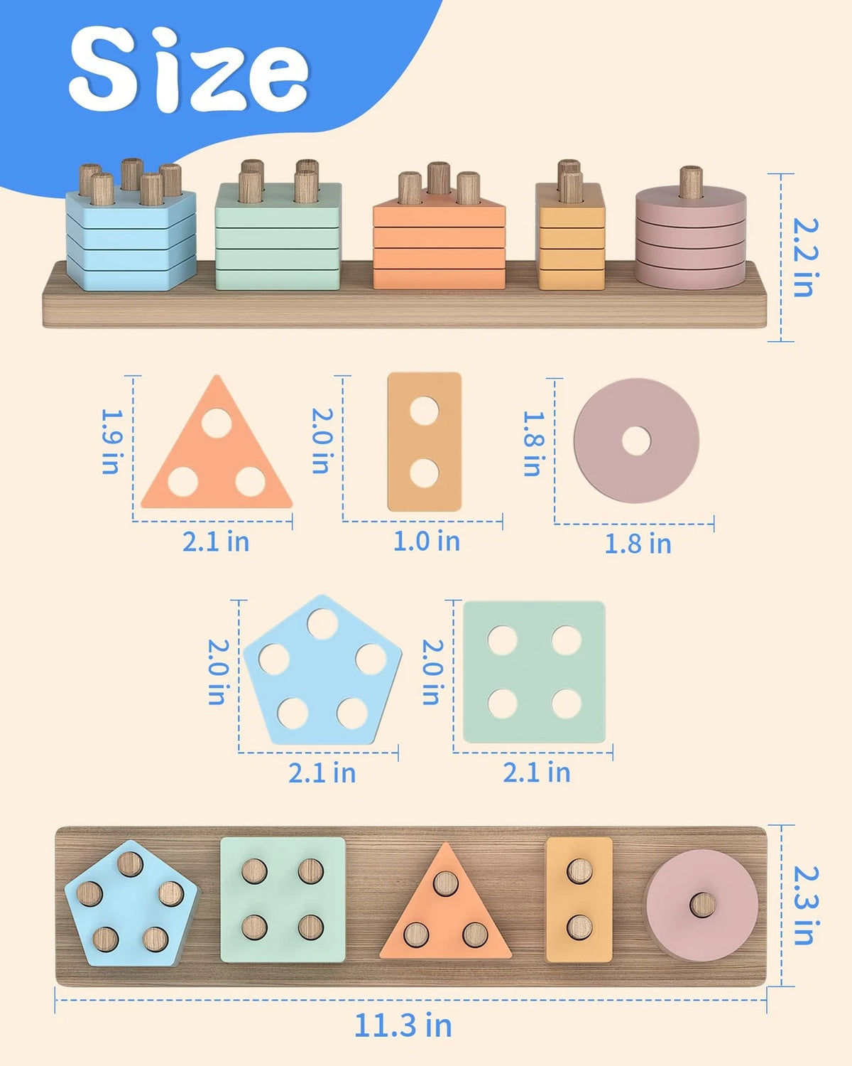 kecristv Montessori Toys for 1 2 Year Old Girl and Boy Medium, Colourful