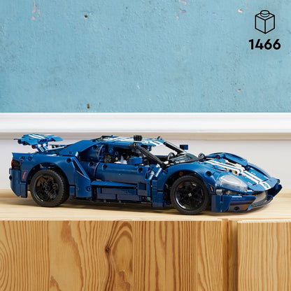 LEGO Technic 2022 Ford GT Building Set for Adults - Collectible Blue,white