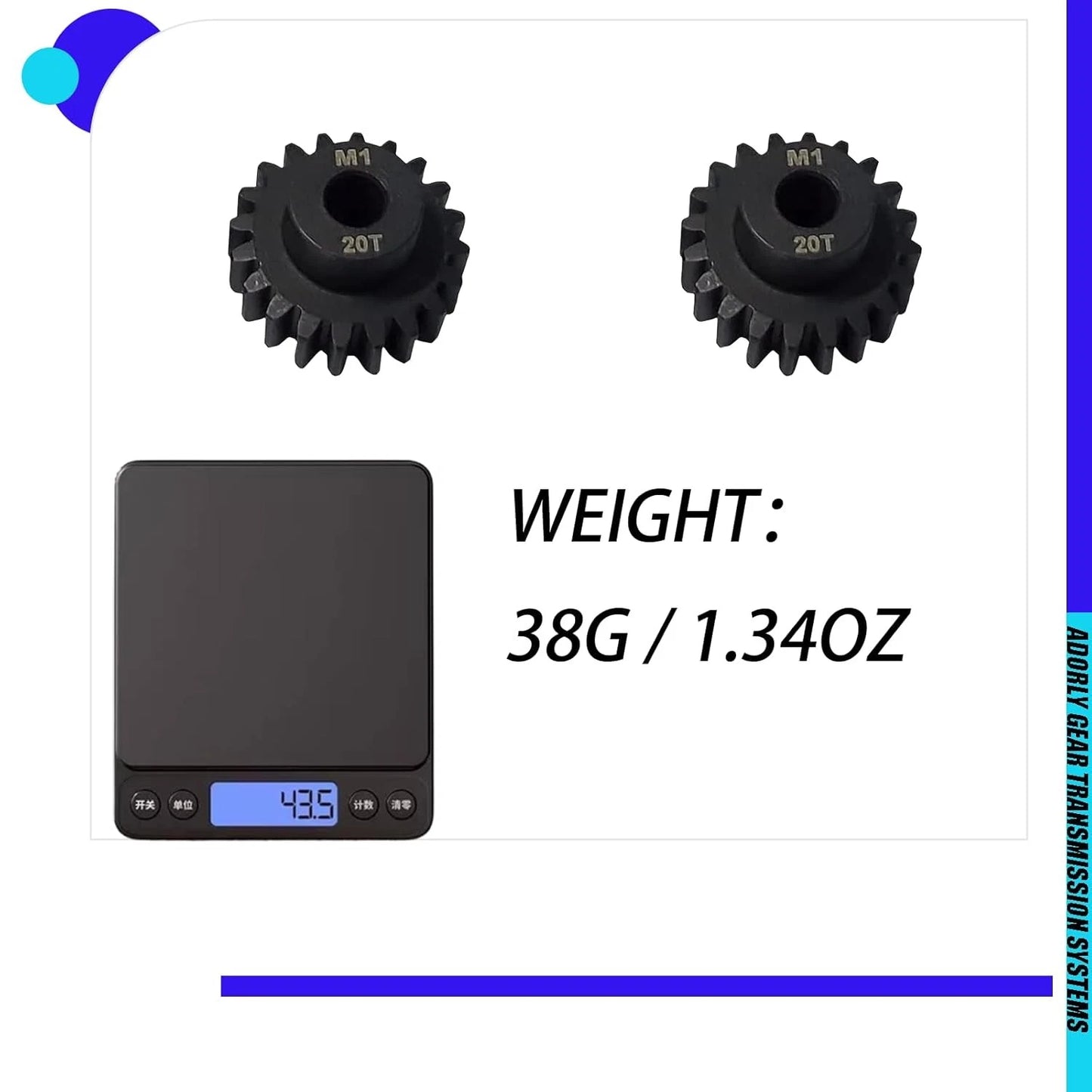 2pcs HD Steel 20t Mod 1 Pinion Gear 5mm for 1/8 HPI C1 SC Savage Flux...