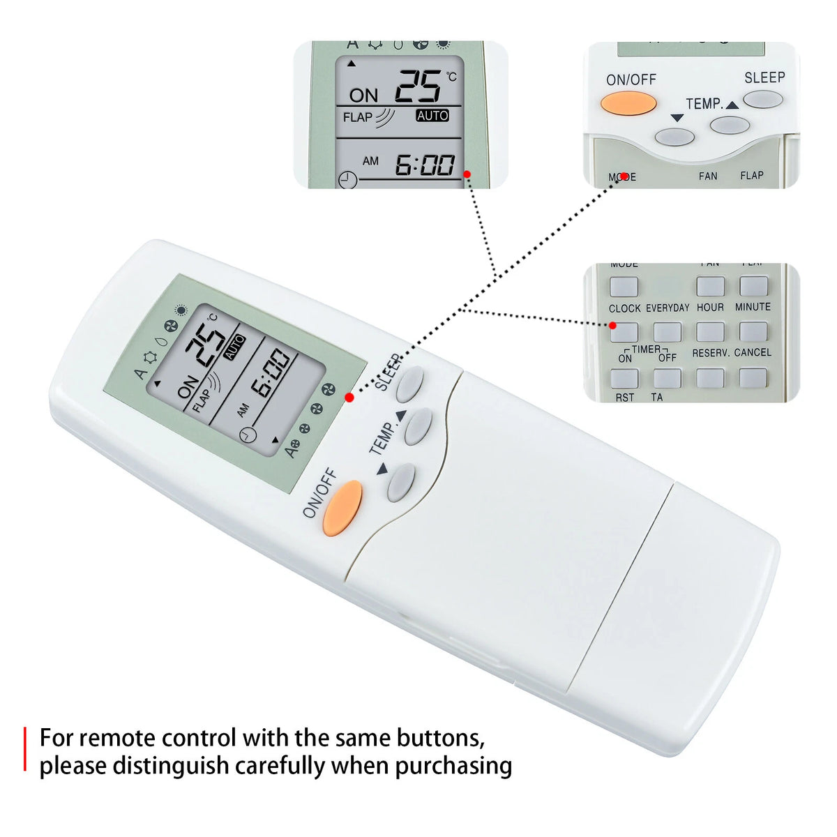 Replacement Remote Control For Carrier Air Conditioner RFL-0301, RFL-0601