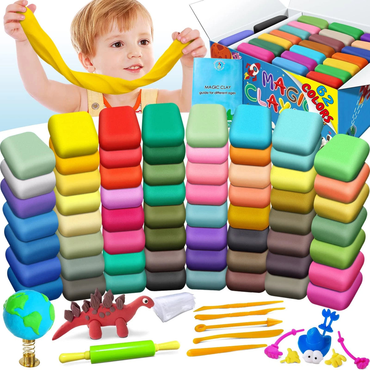 ESSENSON Modeling Clay Kit - 62 Colors Air Dry Magic Clay, Large, 62