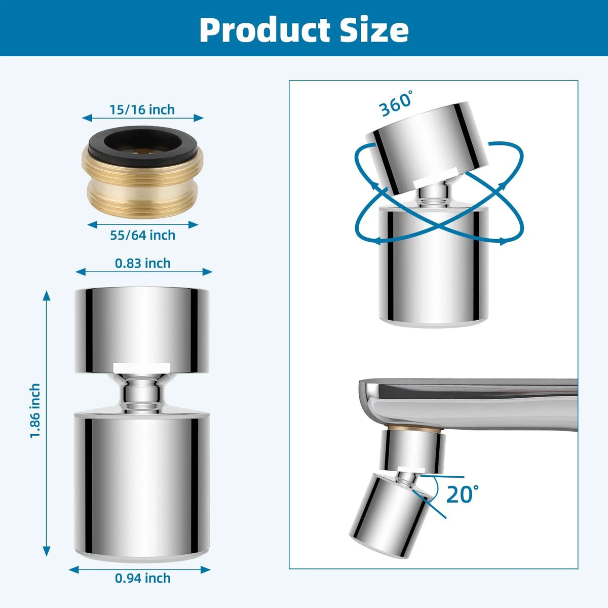 Hibbent NSF/ANSI/CAN 61 Certified Faucet Aerator, CUPC Certification Chrome