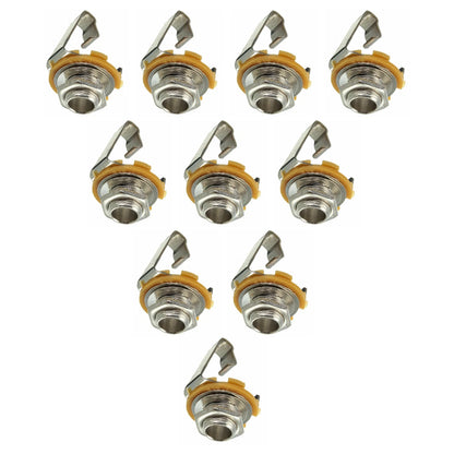 10 Pcs Mono 1/4" 6.35mm ID Jack Socket Connector Panel Mount Guitar Plate;