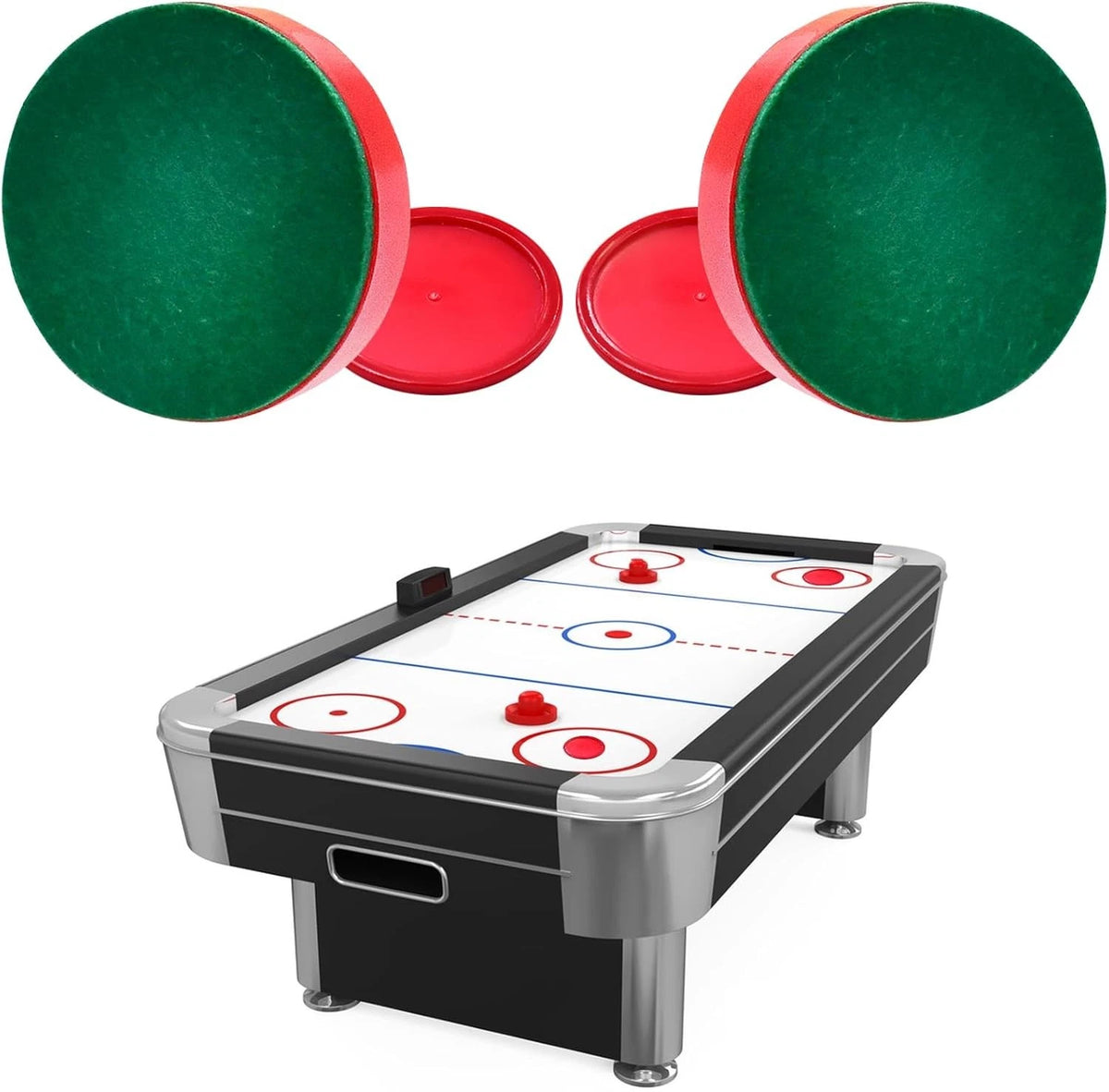 1 Set Mini Air Hockey Pushers and Pucks Great Goal Handles Red