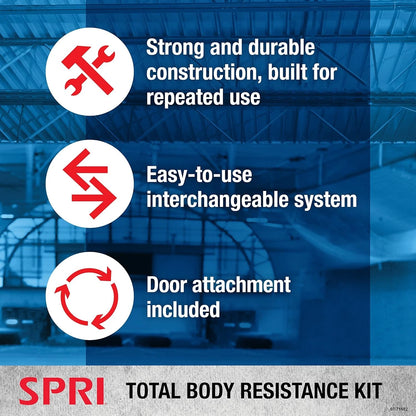 SPRI Resistance Band Kit - Green, Yellow, Red, Blue, Purple