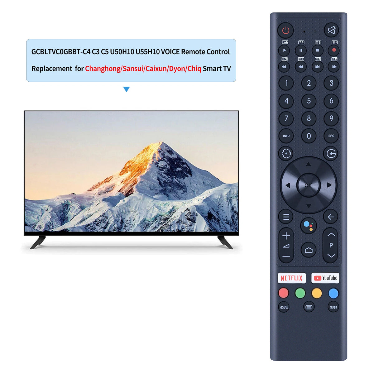 Voice Remote Control For CHIQ TV Changhong TV GCBLTVC0GBBT-C4 U50H10 U55H10