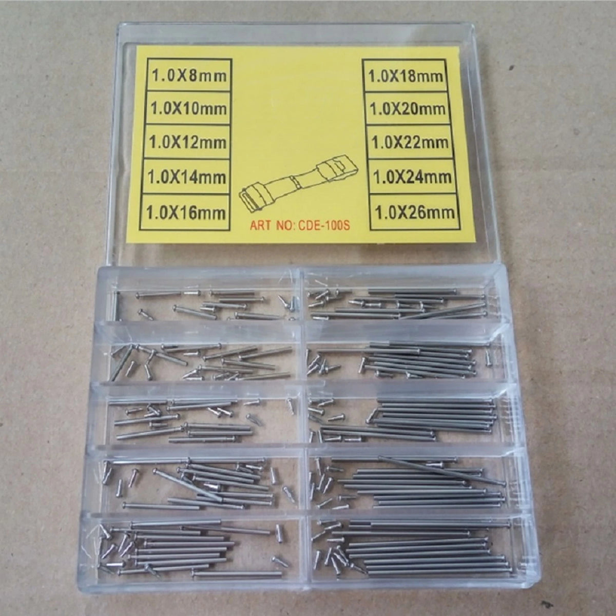 100Pcs 8-26mm Watch Band Clasp Buckle Tube Friction Pin Spring Bar 1mm Thick