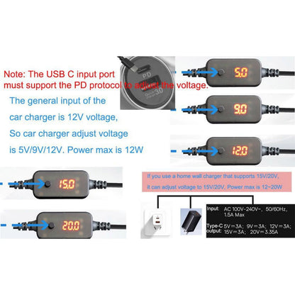 1PCS USB C to 12V Car Cigarette Lighter Adapter Converter Cable for Solar Panel