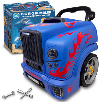 Playful Minds Interactive Large Truck Engine Toy for Kids – Large, Blue