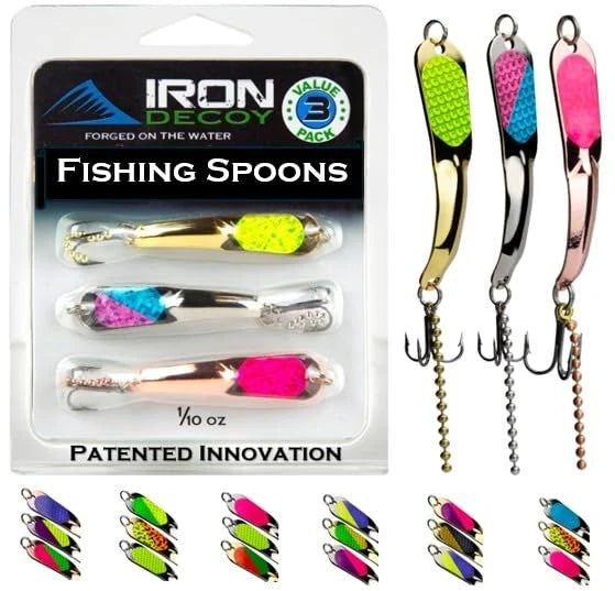 IRON DECOY Spoon Fishing Lures, 3 Pack Lures Kit, 2", Trout, 1/10 oz