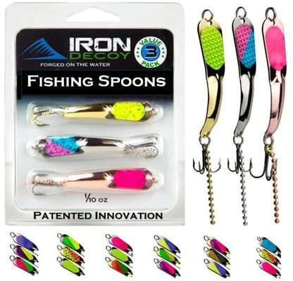 IRON DECOY Spoon Fishing Lures, 3 Pack Lures Kit, 2", Trout, 1/10 oz