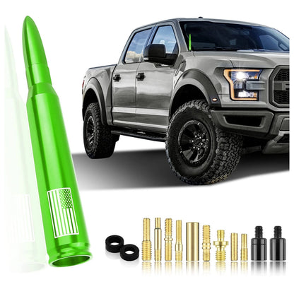 Car Bullet Antenna,Truck Exterior Decoration f,  Upgrade Green-U.S. Flag