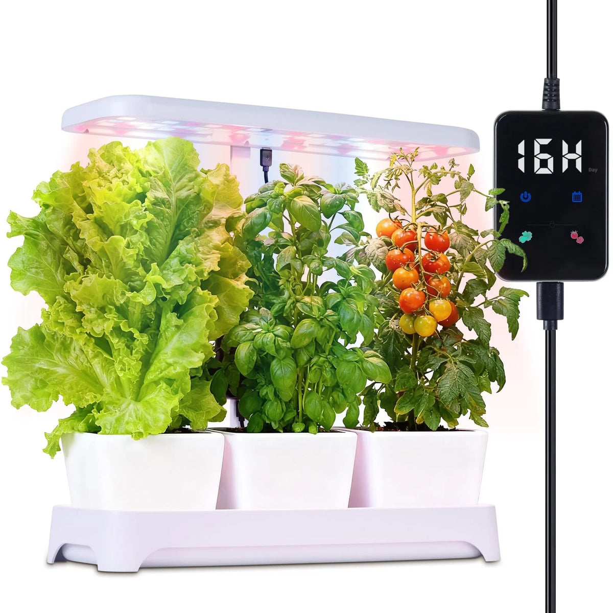 Indoor Herb Garden with Grow Light, Full Spectrum LED 16.5*6.5*4 inch, White