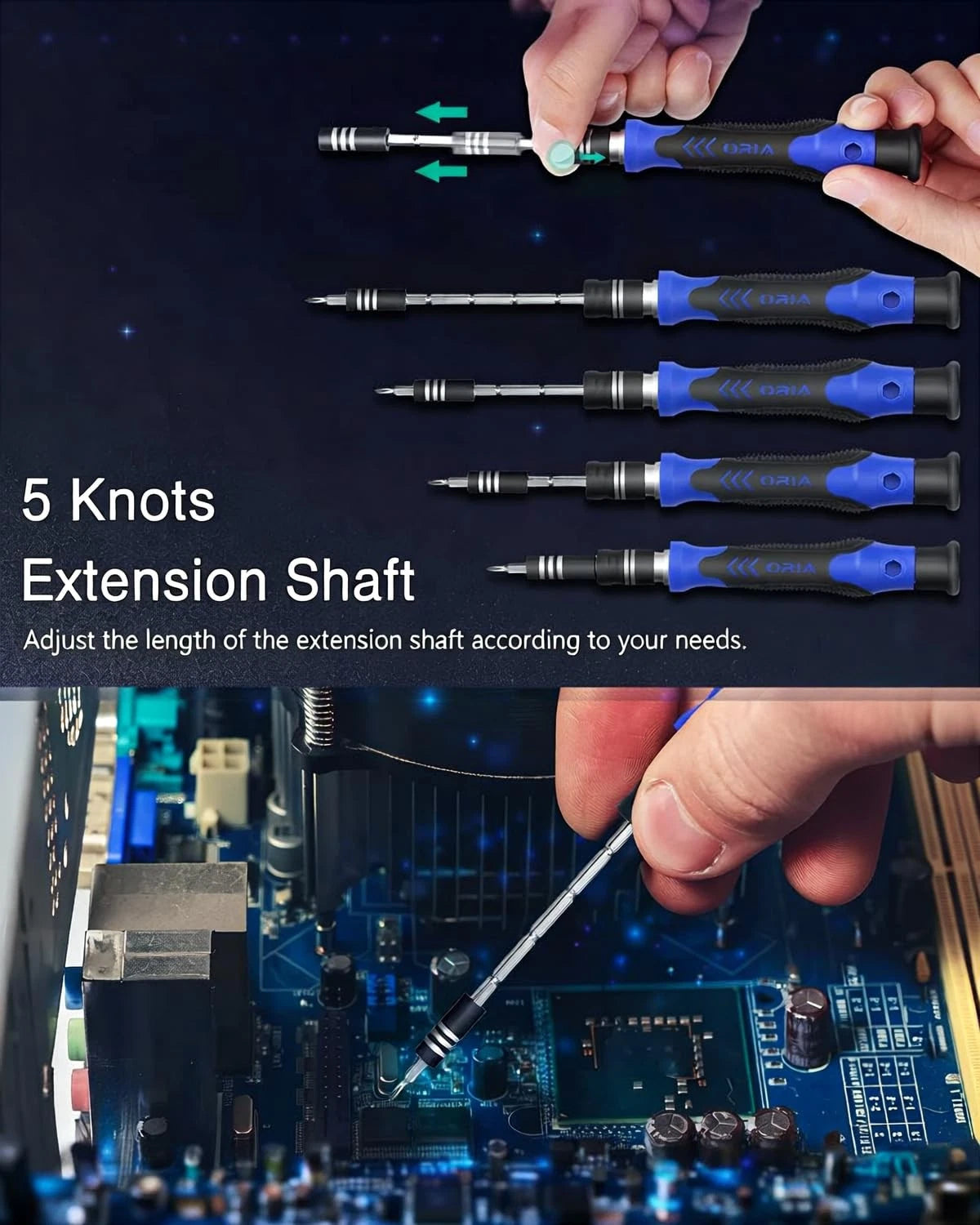 ORIA Precision Screwdriver Set, 61 in 1 Small Set with 57 Blue
