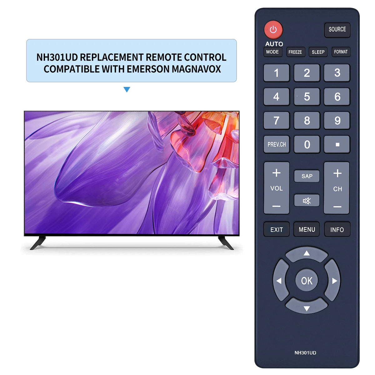 NH301UD Remote Control For Emerson TV LE190EM3 LE220EM3 LE260EM3 LE320EM3