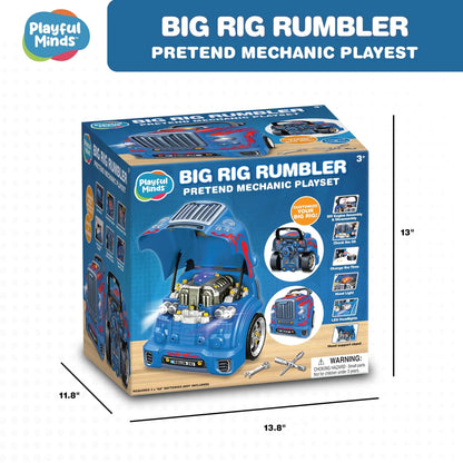 Playful Minds Interactive Large Truck Engine Toy for Kids – Large, Blue
