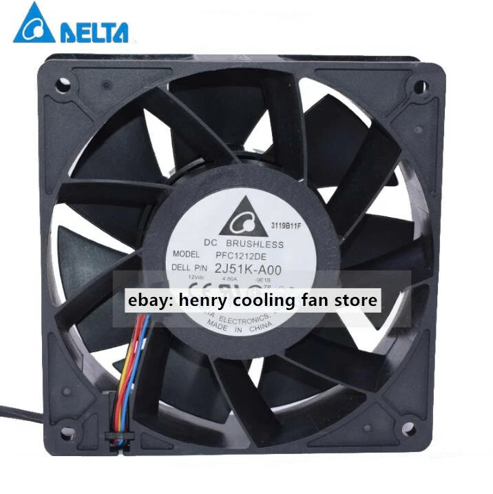For Delta PFC1212DE DC 12V 4.80A 120*120*38mm 253CFM 4pin Server cooling fan