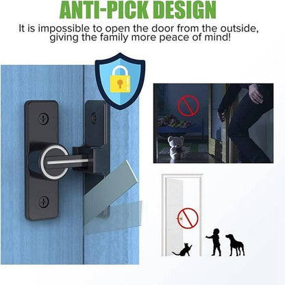 90° Keyless Interior Door Bolt Luminous Surface-mounted Room Door Latch ss