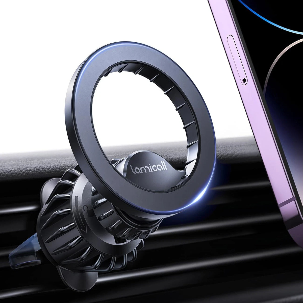 Lamicall for MagSafe Car Mount - [20 Super Magnets] Magnetic Phone Black