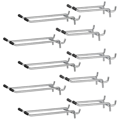 G.CORE 10 Pack Pegboard Hooks, Peg Board Tool Utility Hooks 4" and 6", Silver