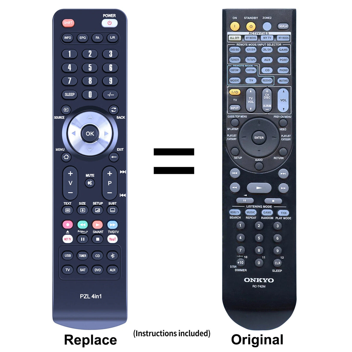 RC-742M RT24140742 Replace Remote Control For Onkyo TX-SR707 TXSR707