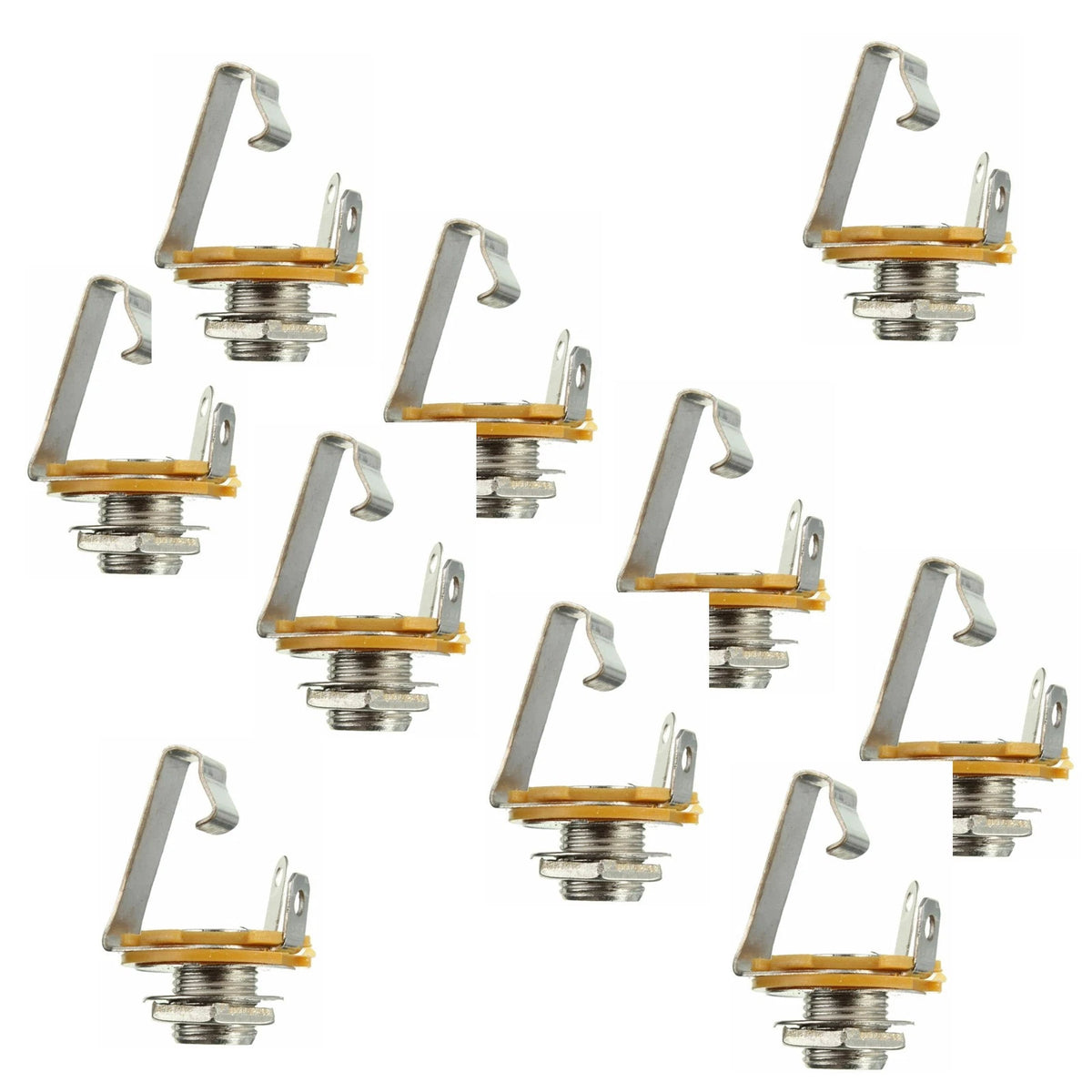 10 Pcs Mono 1/4" 6.35mm ID Jack Socket Connector Panel Mount Guitar Plate;