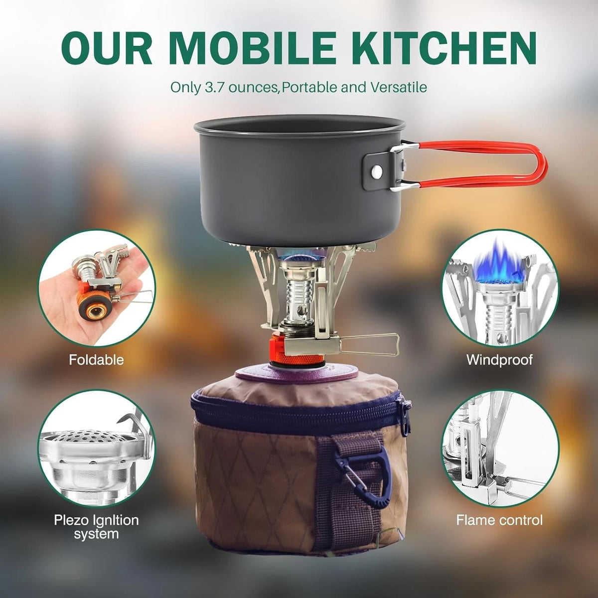 Portable Camping Stove Backpacking Stove, Lightweight Mini Gas for...