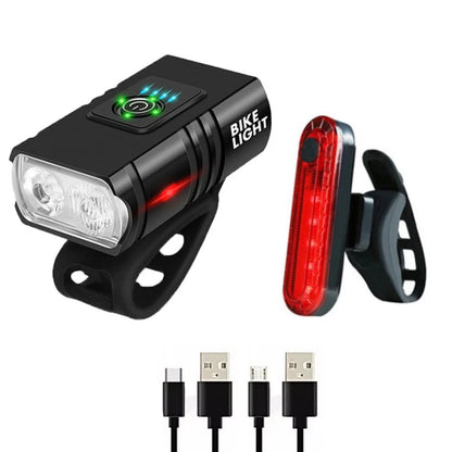 1000LM USB Bike Lamp Set Aluminum Alloy Front and Rear IPX5 Waterproof 6 Modes
