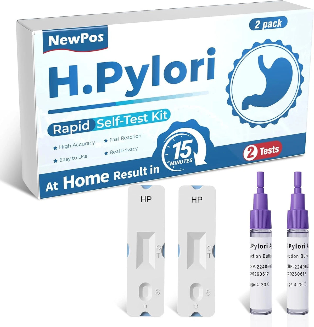 H Pylori Test Kit – 2 PCS H. Test, H-Pylori Stool (Antigen) Self-Test...