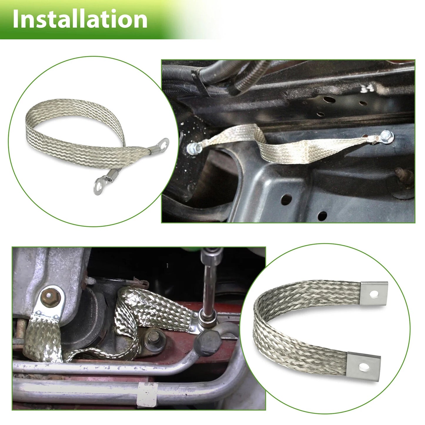 4Pcs Heavy Duty Engine Braided Ground Strap Kit 40140 Battery Starter Chasis