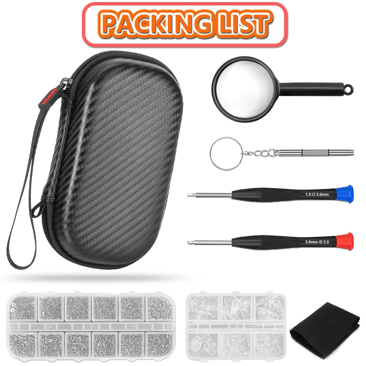 Eyeglass Repair Kit with Screws, Mini Glasses Kit, Eye Glass Black
