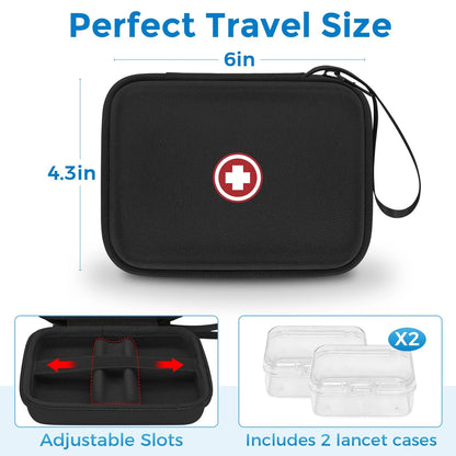 Diabetic Supplies Travel Case, Carrying Case Organizer Small, Black Interior