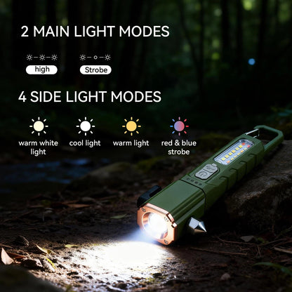 Emergency Car Flashlight with 6 Lighting Modes, Flashlights Green-1PC