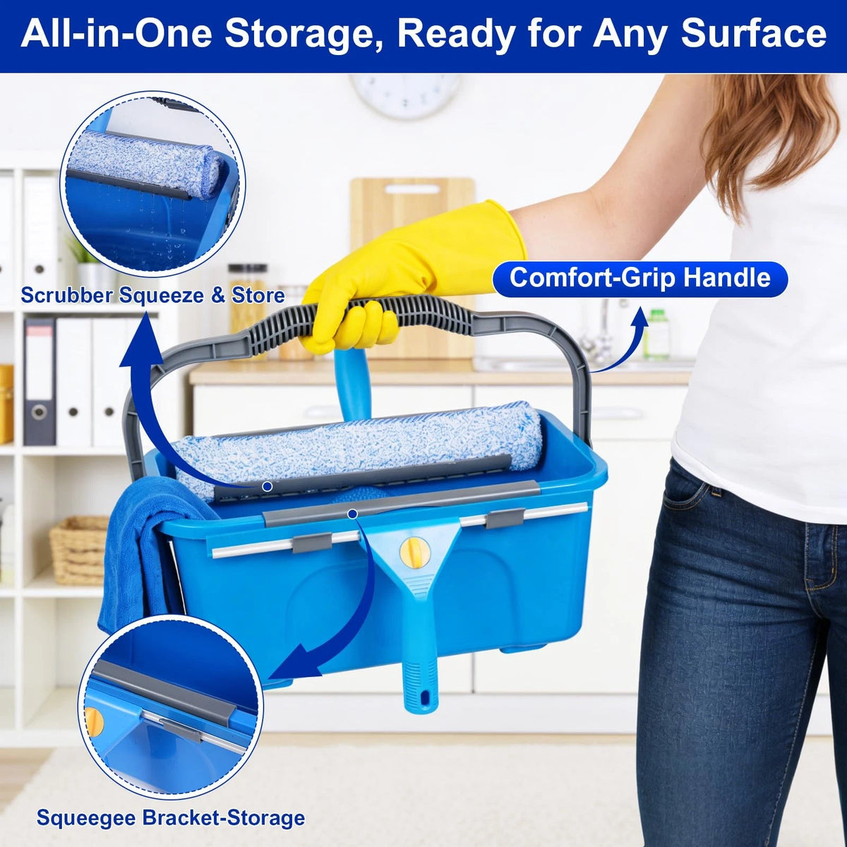 Professional Window Cleaning Kit, Washing Kit with 3 61 inch-1, Blue