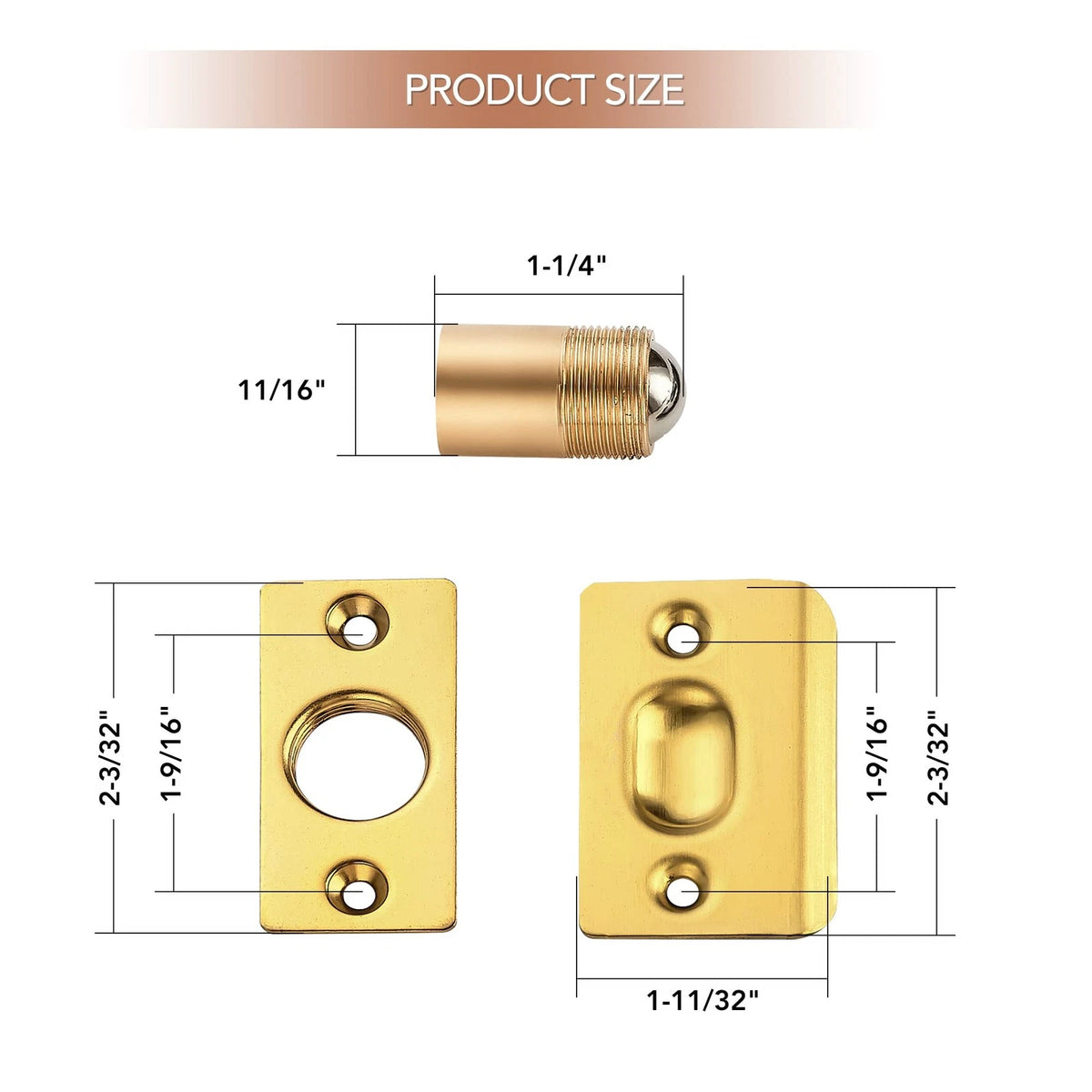 Ravinte 2 Pack Adjustable Door Ball Catch, Gold Closet 2 Pack,
