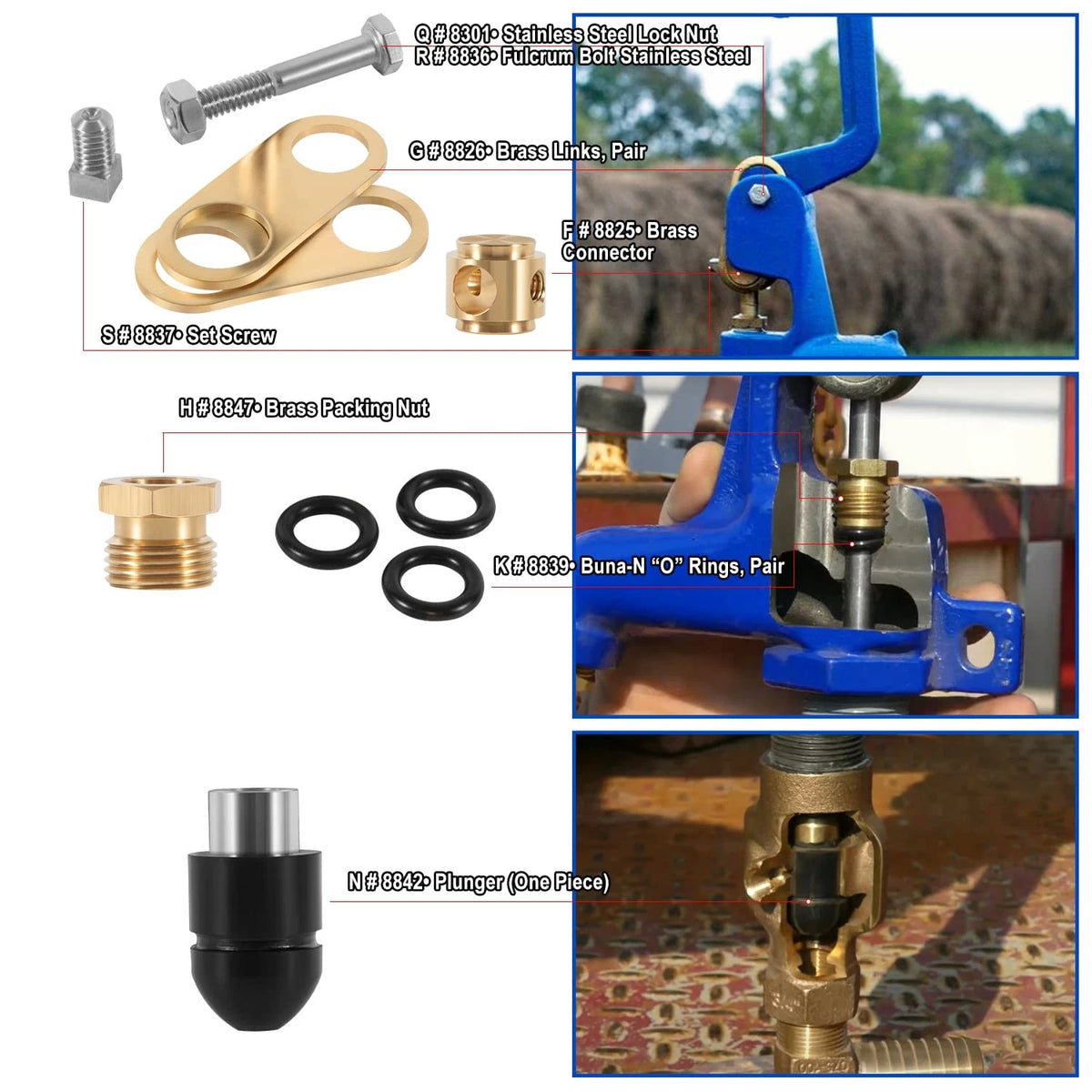 850 Sb Parts Kit Yard Water Hydrant Repair Rebuild & 8842 Plunger Black