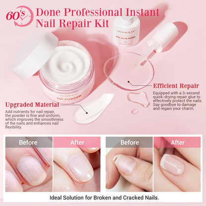 AzureBeauty Nail Repair Kit Transparent Crystal for Broken 4 Piece Set, Clear