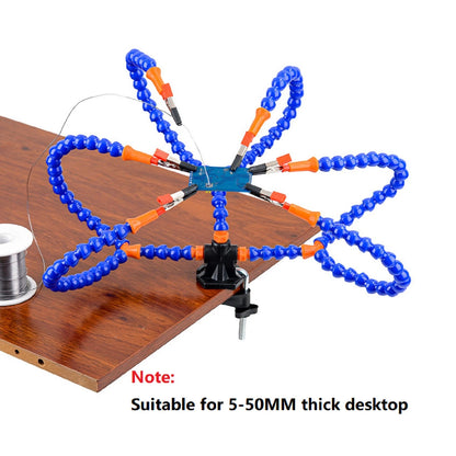 6-Arm Flexible Soldering Iron Stand Magnifier Welding Holder For PCB Board r
