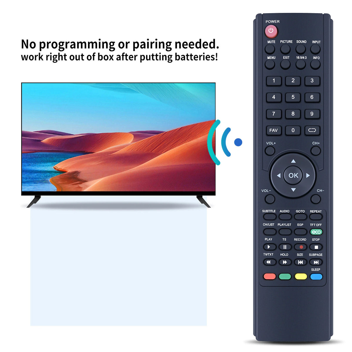 Remote Control For BLU:SENS RC034, RC036, RC042, RC044, RC054 TV