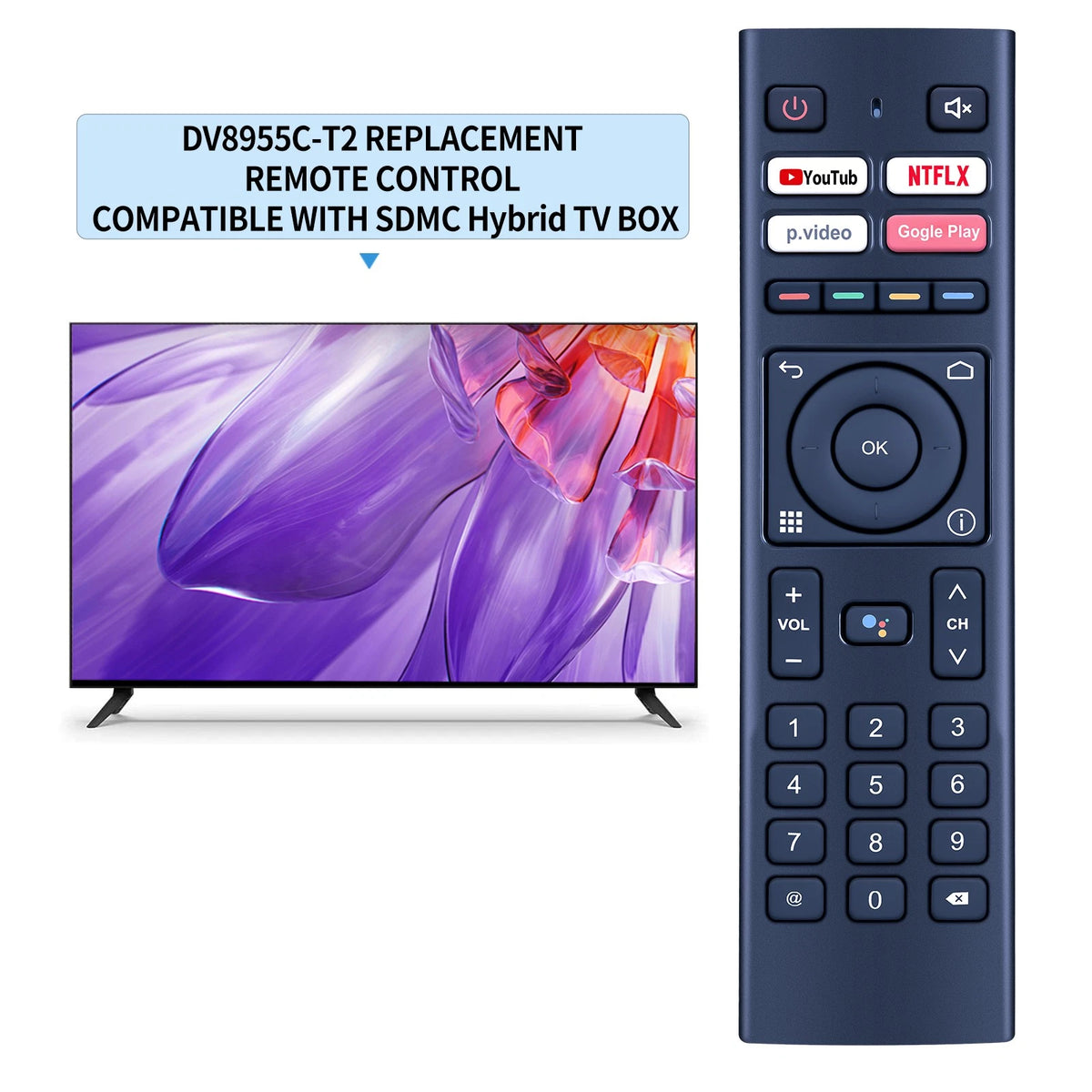 Remote Control For SDMC DV8955C-T2 DV8955-C Hybrid Android TV Box without Voice