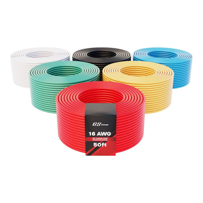 GS Power 300ft CCA 16 Gauge Wire Automotive, 16 AWG-50 ft-6 Pack, Multicolor