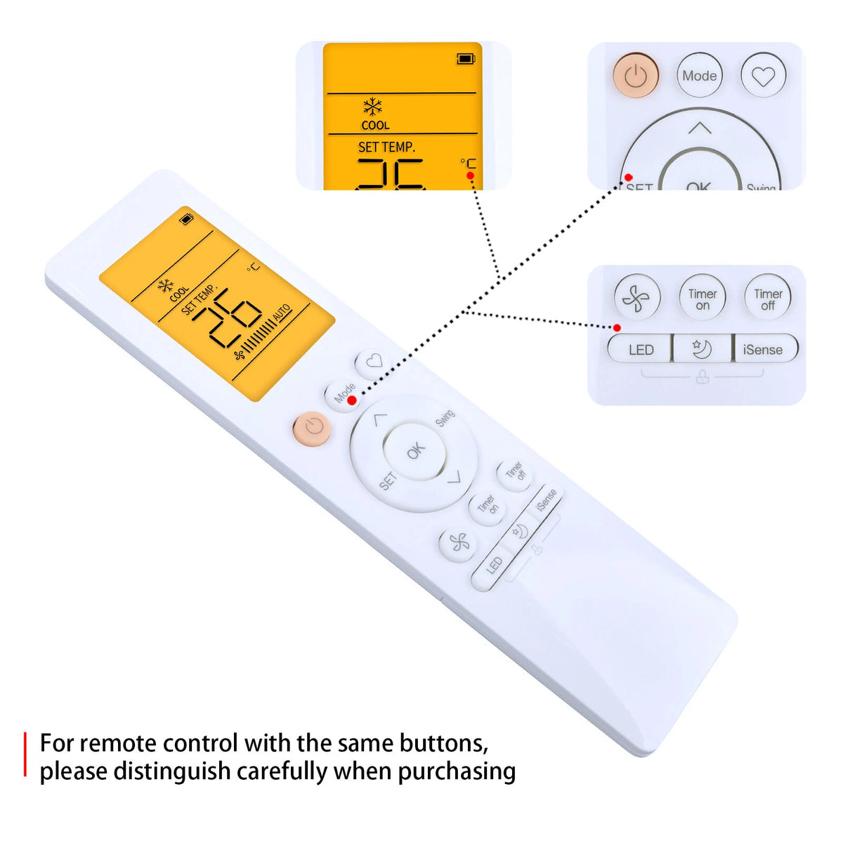RG10F(B)/BGEF Remote Control For Midea Air Conditioner With backlight