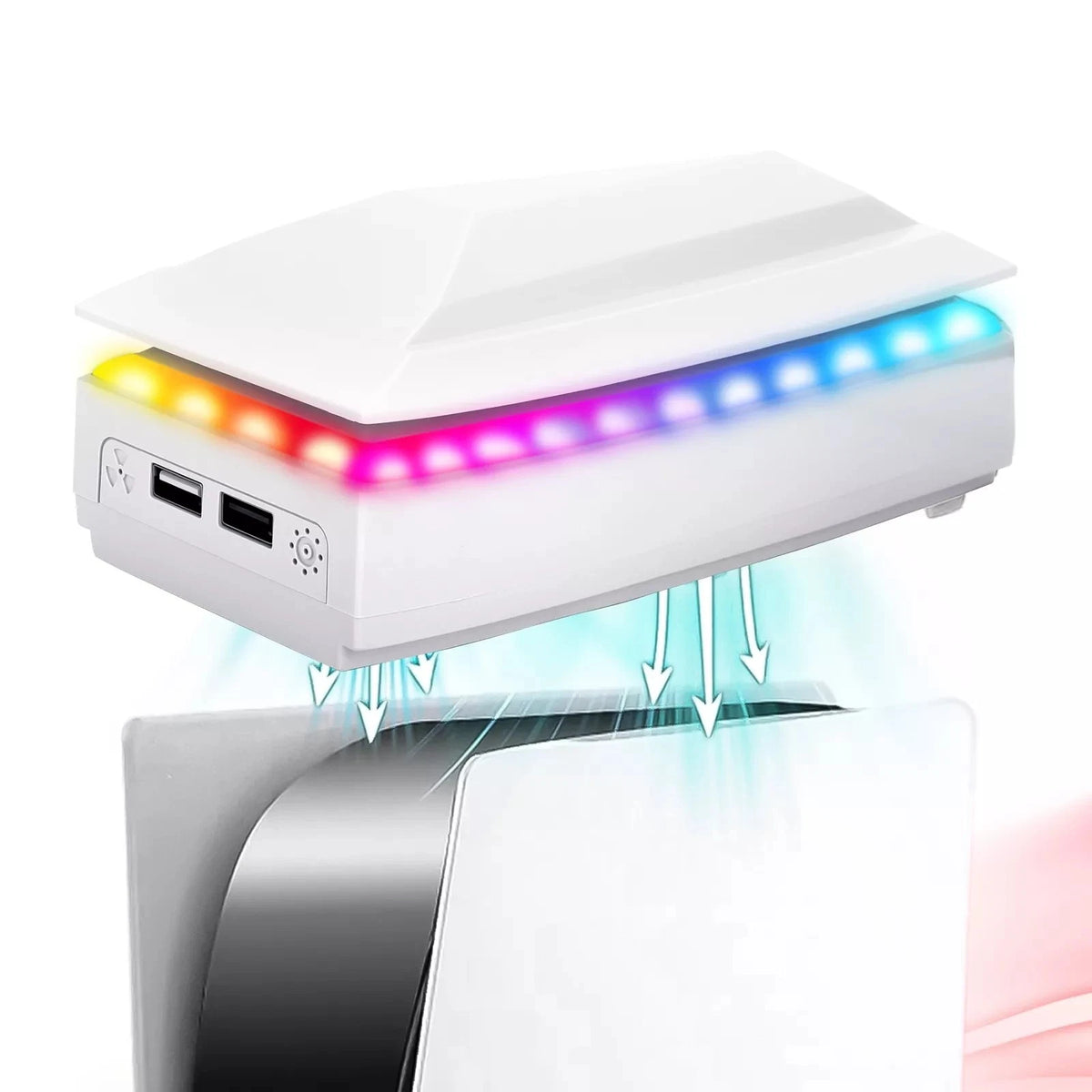 Cooling Fan for PS5 Slim Disc/Digital Low Noise Cooler W/ 8 Modes Light a