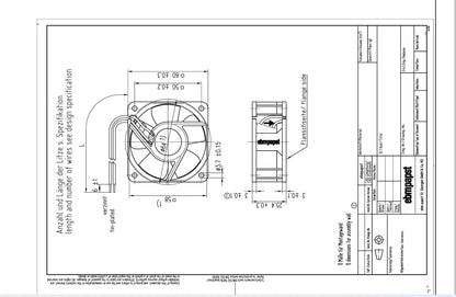 Ebmpapst Fan 612NGH Axial Fan DC 12V 2.4W 60*60*25mm 100mA Cooling Fan 2-Wire