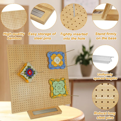 15.5" x 15.5"Foldable Crochet Blocking Board with 15.5 * * 0.5, Wooden