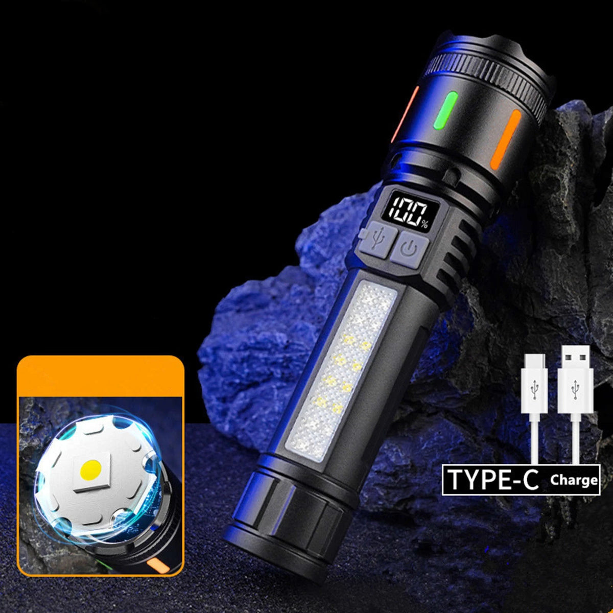 Rechargeable Flashlight 3000 Lumens 5 Modes IPX6 Waterproof for Outdoor Activity