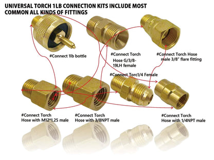 MENSI Weed Torch Gas Propane Tank Bottle Converter Kit, 1lb Fitting with...