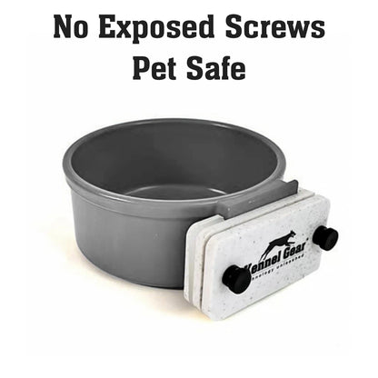 Kennel-Gear Dog Crate Water Bowl No Spill, 20oz Food-Grade Polypropylene Grey