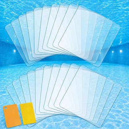 20pcs Self-Adhesive Underwater Vinyl Pool Patch Kit - 4in x Clear