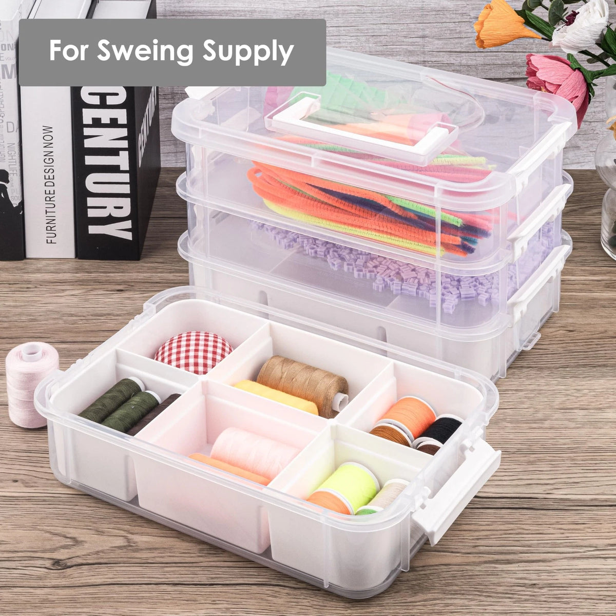 CraftGenes Craft Organizers and Storage, 10QT 4-Layer Durable Large, White
